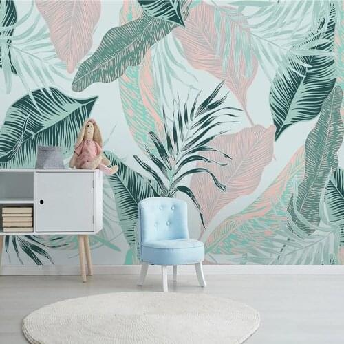 Custom 3D wallpaper mural Nordic minimalist abstract lines tropical leaves living room bedroom background wall decoration painti