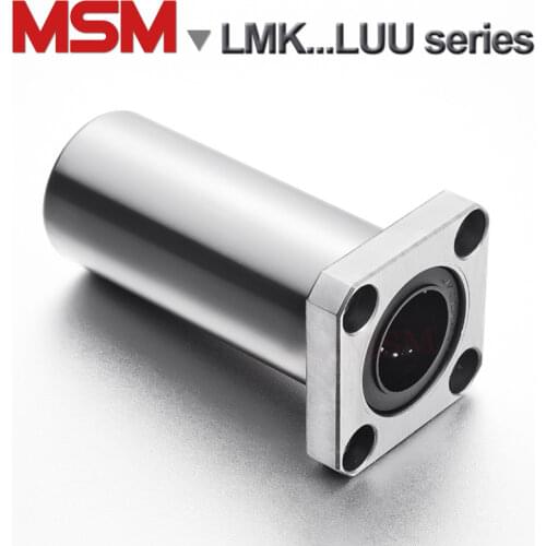 2pcs MSM Long Type Square Flange Linear Bearings LMK8LUU LMK10LUU LMK12LUU LMK16LUU LMK20LUU LMK25LUU LMKL30UU LHFSW/SMK-GW (mm)