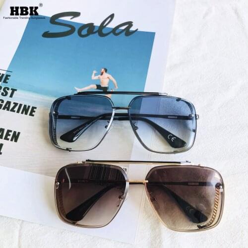 Classic Square Pilot Sunglasses Men Vintage Brand Design Sun Glasses Gold Tea Gradient Lens Women Shades UV400 Outdoor Driving