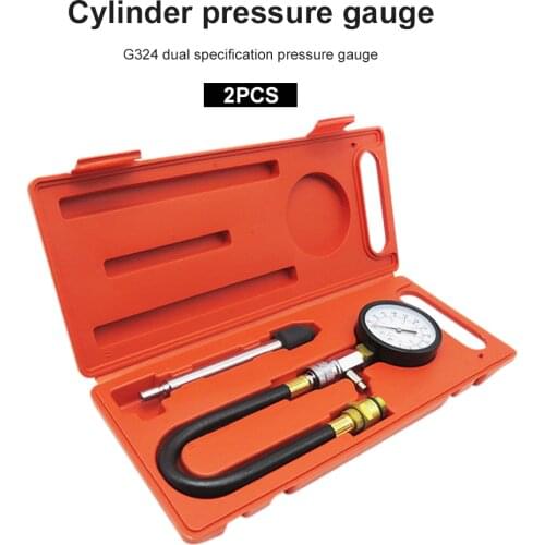 TopCar Motorcycle Pressure Gauge Tester Kit Petrol Gas Gasoline Engine Compression Leakage Diagnostic Compresson Meter Tool Case