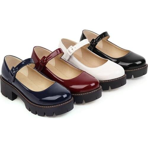 Lolita Shoes Women Flats Low Round Mary Jane Cute Girls Princess Tea Party Shoes Students Lovely Shoes Size 34-43