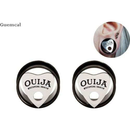 Guemcal 2pcs New Product Trend Stainless Steel Heart-shaped OUIJA Letter Ear Piercing Jewelry