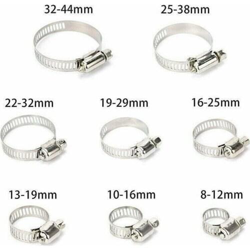 91Pcs Hose Clamp Stainless Steel 8-44mm Adjustable Single Ear Hose Clamp Fastener Fuel Line Hose Water Pipe Air Tube Fixing Tool