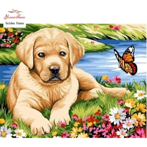 GOLDEN PANNO Diamond Painting Full Square 5D Diy Daimond Embroidery Diamant Mosaic Sale rhinestones pictures Cute dog 03