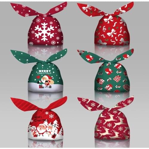 10pcs Christmas Gift Bag Holiday Decoration Bag Candy Dragee Cookie Snack Bag for Packaging Cookie Food Drawstring Gift Boxes