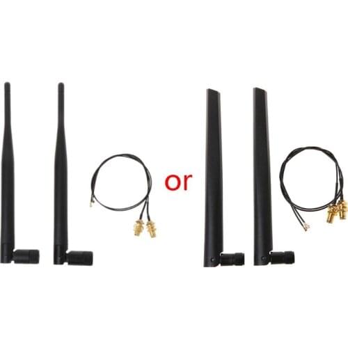 2x 6dBi 2.4GHz 5GHz Dual Band WiFi Router Network Card RP-SMA Antenna 2 x U.fl IPEX Cable N8S5