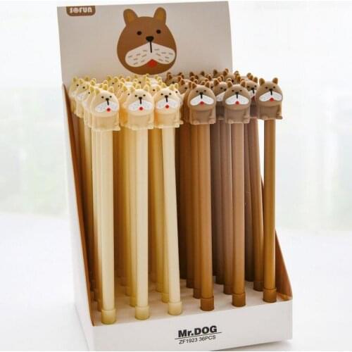 36 pcs/lot Kawaii Dog Gel Pen Cute 0.5 mm black Ink Signature Pens Promotional Gift Stationery School Supplies