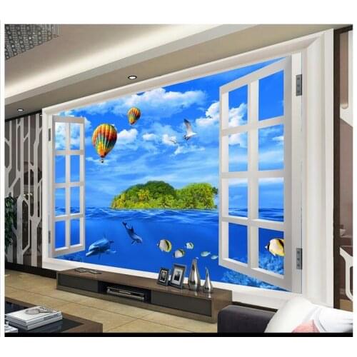 3d wallpaper 3d murals wallpaper for walls 3 d wall 3 d window underwater world TV setting wall livingroom wallpaper home decor