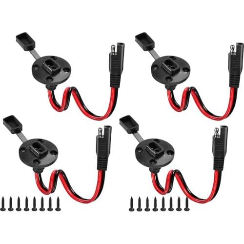 4 Packs SAE Connectors Solar Weatherproof SAE Socket Sidewall Port Weatherproof SAE Quick Connecting Solar Panel Mount