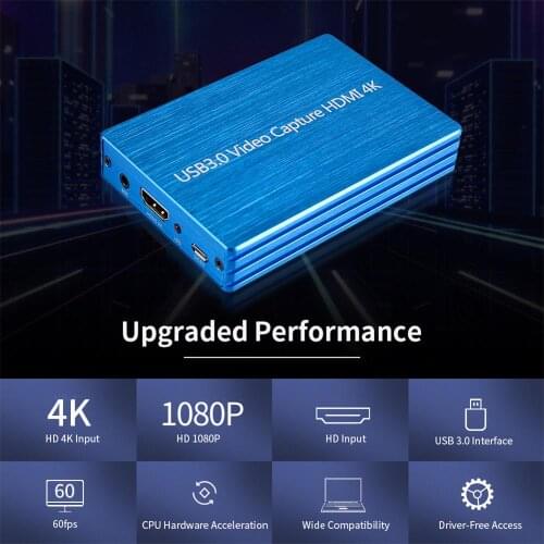 4K HDMI-compatible USB 3.0 Full HD 1080P Video Capture Card Dongle for OBS Game Live Streaming Plug Play Without Driver Software