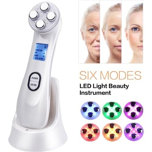 5 In 1 RF&EMS Mesotherapy Electroporation Beauty Machine LED Skin Tightening Device Face Lifting Wrinkles Removal Face Massager