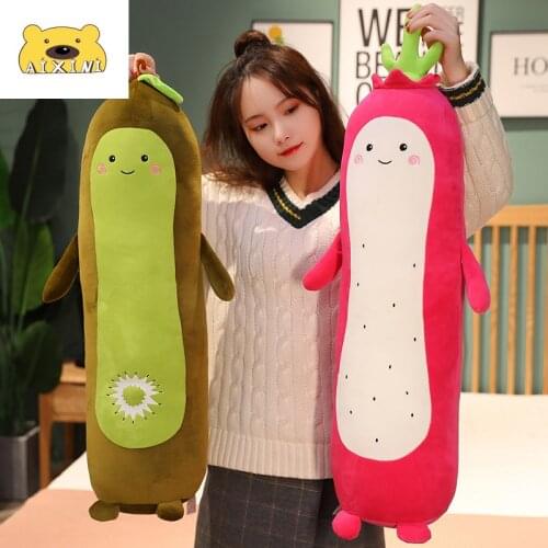 AIXINI Fruit Kiwi Peach Pitaya Dragon Fruit Lemon Pillow Cushion Stuffed Stuffed Toy Girl Gift Cute Plushies Long Food Pillow