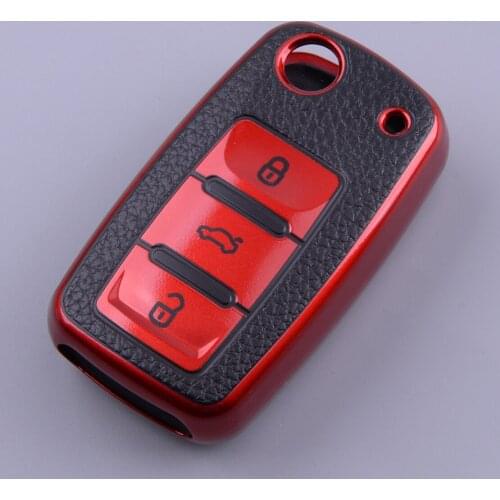 Car TPU Red Remote FLip Key Fob Cover Case Shell Fit For VW Golf MK6 Passat Polo Jetta Tiguan Scirocco Beetle Touran Eos UP