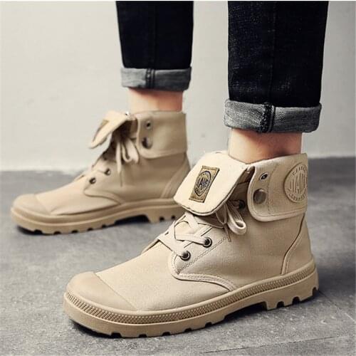 Large size Martin boots breathable canvas high-top desert boots four seasons fashion casual shoes for men and women