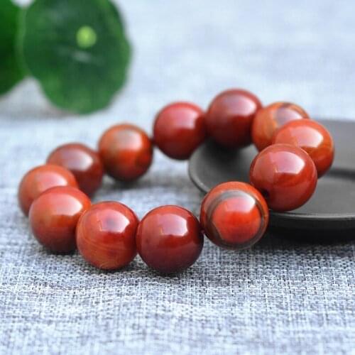 Natural South-Red Chalcedony Jade Stone Agate Bracelets 20mm Agate Beads Buddha Beads Bangles Gift for Men Fine Stone Jewerly