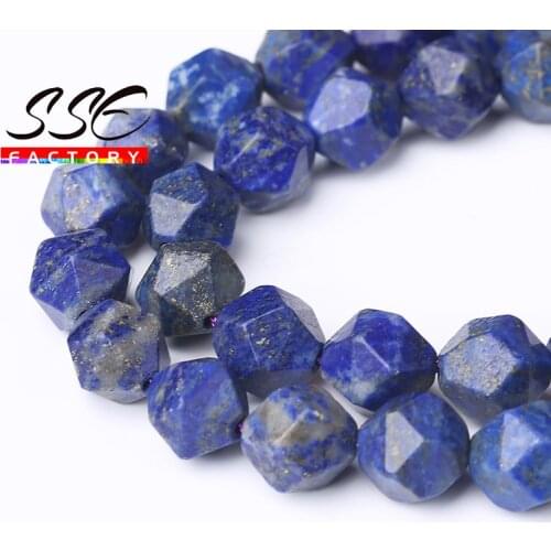 Natural Faceted Stone Beads Lapis lazuli Loose Spacer Beads For Jewelry Making DIY Bracelet Earrings Accessories 15" 6/8/10mm