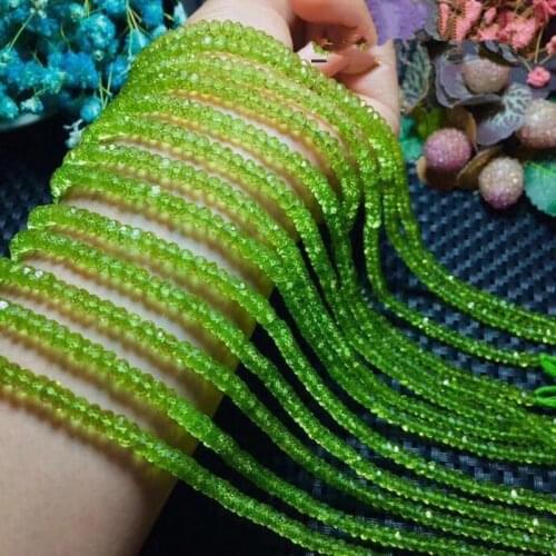 Green peridot roundel faceted 3-4mm 15" for DIY jewelry making loose beads FPPJ wholesale beads nature gem stone