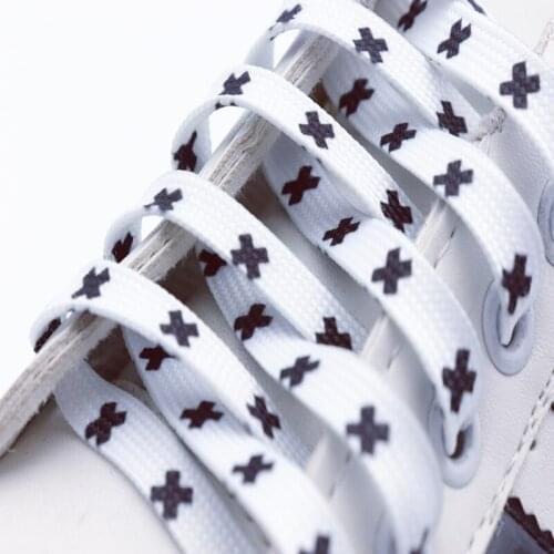 Coolstring 8MM Black White Special Shoelace Heat Transfer X Symbol Printing Lace Suit For Canvas Sneaker 10 pairs/lot In Selling