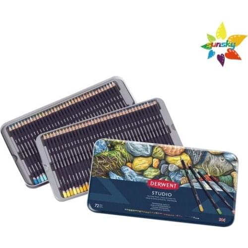 Derwent Studio Colored Pencils, 3.4mm Core, Metal Tin, 12/24/36/72 color,Hexagonal barrel makes pencil easy to grip,blendable