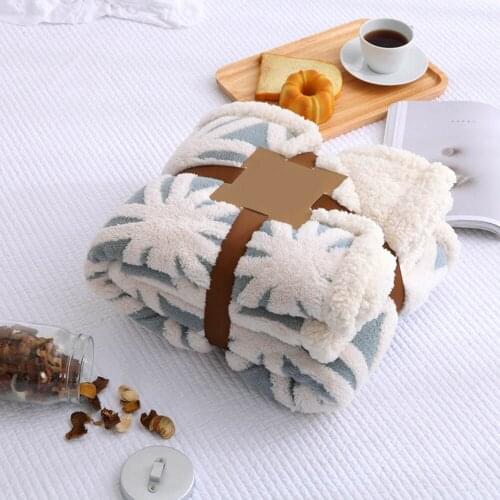 Cotton Jacquard Knitted Blankets Double soft Fleece Lambskin Throw Blanket Bed Plane Travel Plaids Bedding Set