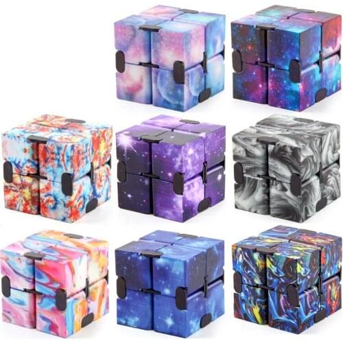 2021 infinity cube galaxy fidget toy anti stress relief hand flip cube anxiety sensory toy for children autism adhd magic cube