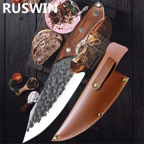 Fishing Pocket Kitchen Knife Stainless Steel Forged Boning Knife Handmade Meat Cleaver Outdoor Cooking Butcher Knife Gift Cover