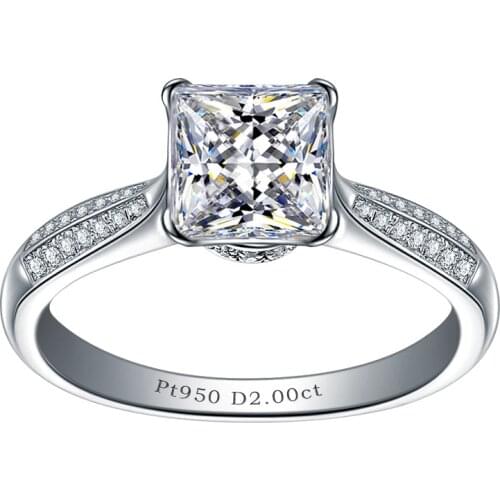 Princess cut 2ct Lab diamond Ring 925 sterling silver Engagement Wedding band Rings for Women Bridal Gemstone Fine Party Jewelry