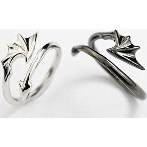Simple Silver Color Ring Happy Angel Wings Open Rings for Women Punk Hip Hop Adjustable Ring Fashion Jewelry Best Gift
