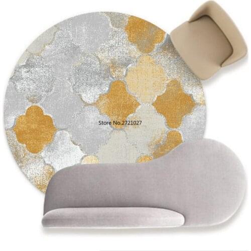 Nordic Old Style Orange Gray Geometric Floral Round Carpet Carpet Living Room Moroccan Decorative Cushion Bedroom Floor Mat