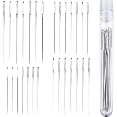 28PCS Large Eye Sharp Sewing Needles 1.5-2.5 Stainless Steel Hand Quilting Needles Four Sizes In A Handy Storage Tube