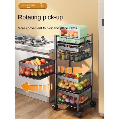 Kitchen vegetable rack floor special multifunctional rotating vegetable basket multi-layer fruit and vegetable storage rack