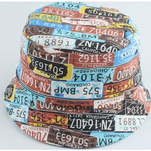 Summer Cotton Fisherman Hat Vintage Letters Number Print Kids Bucket Hat Panama Sun Hat Outdoor Beach Fishing Cap