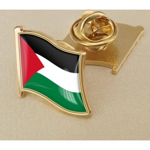 Fashion Women Men Coat Of Arms Of Palestine Palestinians Map Flag National Emblem Brooch Badges Lapel Pins
