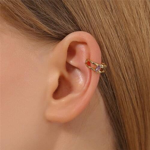 Fashion Bamboo Splicing Shaped Earrings For Women Girls Simple Style Geometric Copper Clip Ear Jewelry Party Gifts 1 piece