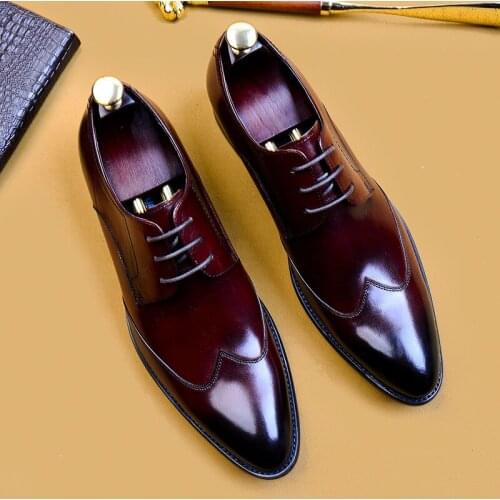 2021 High Quality Handmade Oxford Dress Shoes Men Genuine Cow Leather Suit Shoes Footwear Wedding Formal Italian Shoes