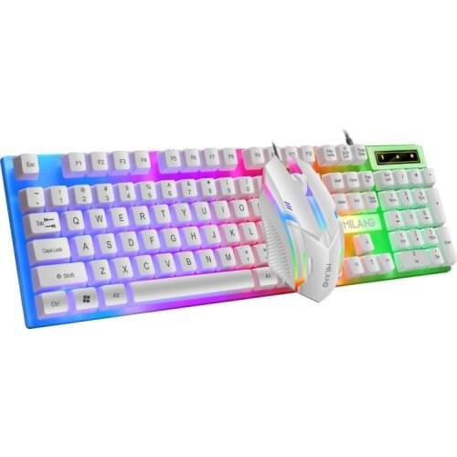 Wired colorful luminous backlit USB keyboard and mouse set manipulator lol backlit keyboard and mouse set