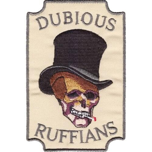 DUBIOUS RUFFIANS team punk Skull Patch Embroidery Clothes paste Iron On patches for clothing bag pants applique
