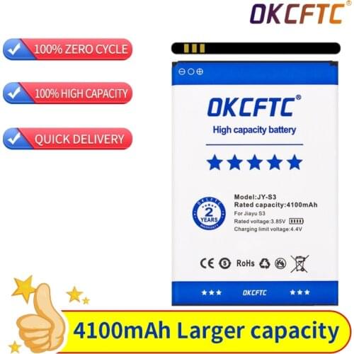 New JY-S3 Battery For JIAYU S3 JIAYU-S3 JIAYUS3 3.8V 4100mAh Mobile Phone Replacement Batteries Recharge