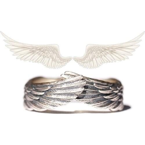 Retro Punk Style Wings Open Ring Nightclub Hip-Hop Rock Dance Party Electronic Syllable Multifunctional Jewelry Gift