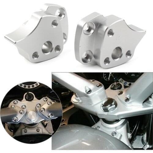 2Pcs CNC Motorbike Handlebar Riser Spacers w/ Bolts Silver For Yamaha FJR1300 FJR 1300 2001 2002 2003 2004 2005