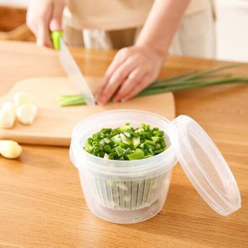 Transparent Drain Box Onion Fresh Box Scallion, Ginger and Garlic Storage Box Refrigerator Ingredient Storage Jar Kitchen Supply