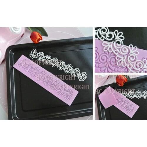 Rectangle Classic Style Flower Lace Silicone Mould Cake Mat Fondant Embossed Border Trim Decorating Sugarcraft DIY Mold Tools