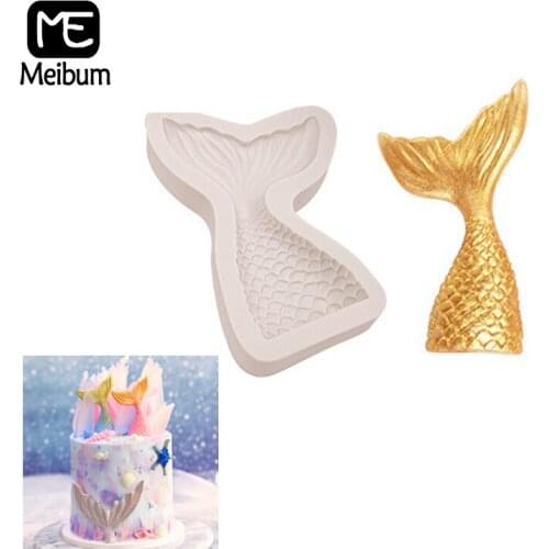 Meibum Ocean Fish Theme Silicone Mold Marine Mermaid Tail Shape Fondant Pastry Mould Chocolate Cake Decorating Tray Baking Tools