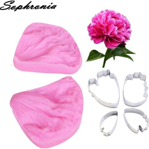 Peony Flower Petal Veiner &Cutter Silicone Mold Fondant Mould Cake Decorating Tools Chocolate Gumpaste,Sugarcraft Mold CS165