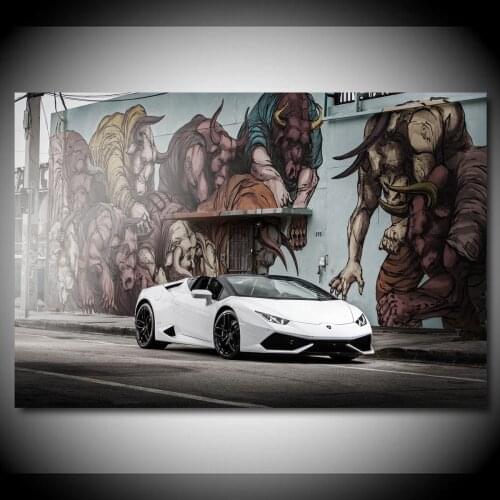 Supercar Huracan Convertible Graffiti Street Home Decor Wall Art Posters Canvas Paintings Fabric Print Room Decoration