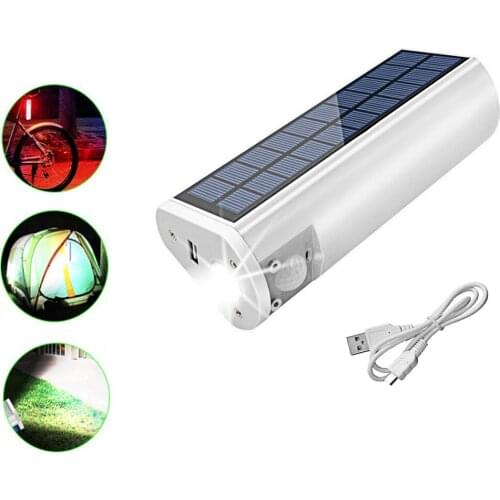 3.7V Portable LED Solar Spotlight Outdoor 4modes Waterproof IP55 With USB Charged For Travel Camping Car Warning Emergency Light