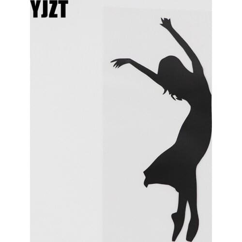 YJZT 6.1CMX13.4CM Cute Ballet Dancer Girl Decal Vinyl Car Sticker Black/Silver 8A-0772