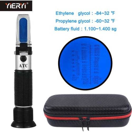 Yieryi Optical Refractometer Antifreeze Battery Cleaning Fluids Refractometer ATC E:-84F-32F P:-60F-32F B:1.100-1.400sg