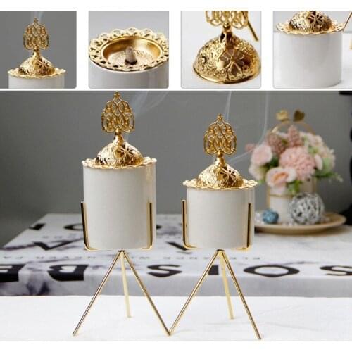 1Pc Nordic Metal Ceramics Incense Burner Censer Holder Home Study Office Aroma Stove Decor