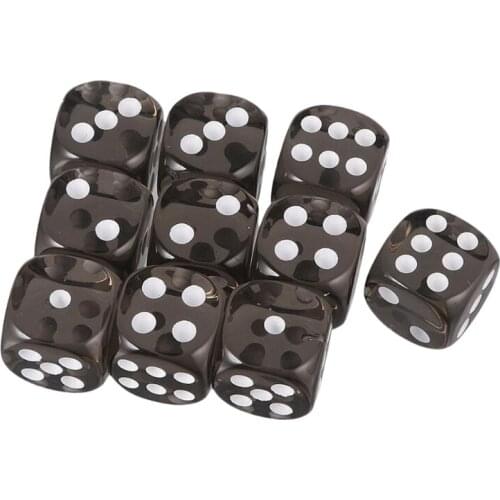 10Pcs/Set 16mm Transparent Acrylic Dice 6 Sided Digital Number Cubes Bar Party Dice For Kid Educational Toys DIY Board Games